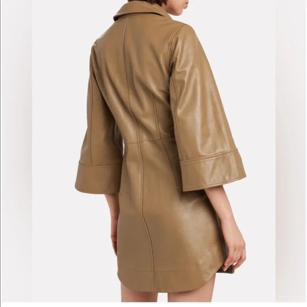 Ganni Tan Leather Mini Dress - Picture 2 of 6